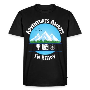 Aventures Awaits Blue Je suis prêt - T-shirt Premium bio Homme - noir - Devant - Nico (187cm)
