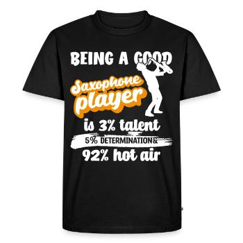 Citation du joueur de saxophone - T-shirt Premium bio Homme - noir - Devant - Nico (187cm)