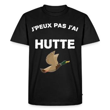 Je peux pas j'ai hutte Chasseur De Canard - T-shirt Premium bio Homme - noir - Devant - Nico (187cm)