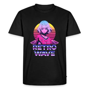 Retro Wave Anime Girl des années 80 - Chemise d’anime - T-shirt Premium bio Homme - noir - Devant - Nico (187cm)