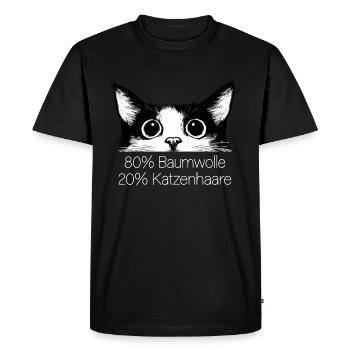 Cat 80% Cotton 20% Cat Hair Funny Saying - Men's Premium Organic T-Shirt - black - Front - Nico (187cm)