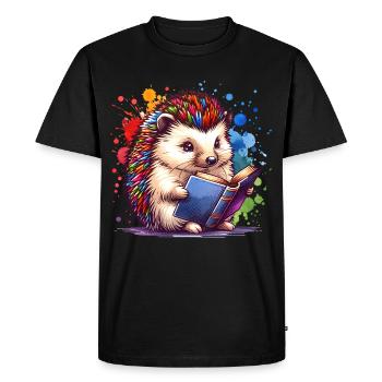 Read Hedgehog - Men's Premium Organic T-Shirt - black - Front - Nico (187cm)