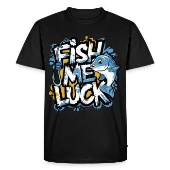 Fish Me Luck Funny Fishing Design for Anglers - Men's Premium Organic T-Shirt - black - Front - Nico (187cm)