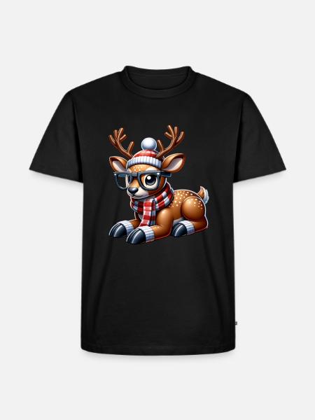 Reindeer Christmas - Männer Premium Bio T-Shirt - Schwarz