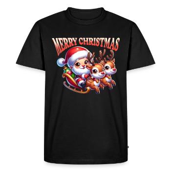 Doux Joyeux Noël Père Noël Traîneau Noël - T-shirt Premium bio Homme - noir - Devant - Nico (187cm)