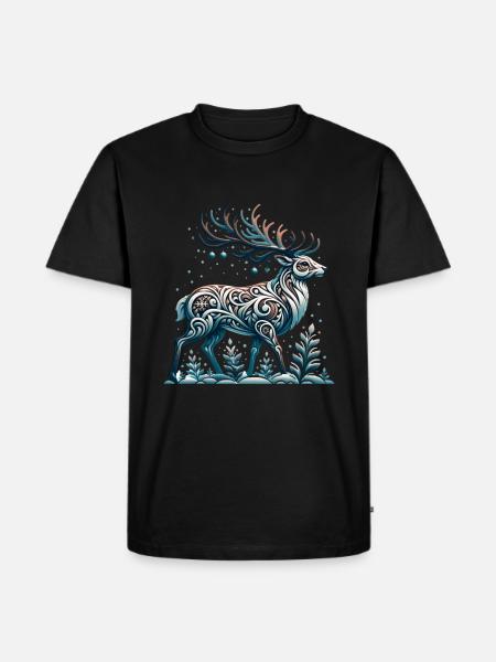 Rentier Winter Schnee Winterurlaub - Männer Premium Bio T-Shirt - Schwarz