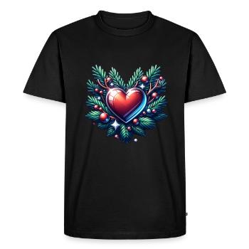 Coeur de Noël Couronne de Noël Avent - T-shirt Premium bio Homme - noir - Devant - Nico (187cm)