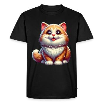 Chat mignon neige d’hiver - T-shirt Premium bio Homme - noir - Devant - Nico (187cm)