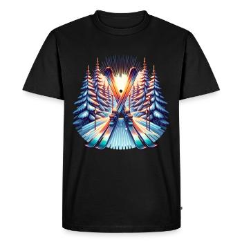 Ski Skiing Ski slope - Men's Premium Organic T-Shirt - black - Front - Nico (187cm)