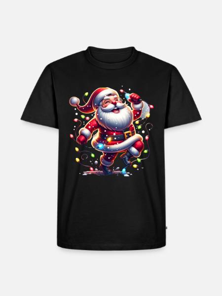 Weihnachtsmann Tanzt - Männer Premium Bio T-Shirt - Schwarz