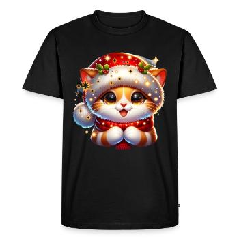 Cat Christmas Xmas Christmas - Men's Premium Organic T-Shirt - black - Front - Nico (187cm)