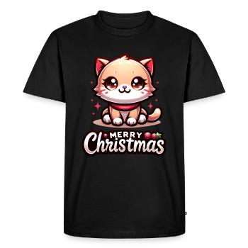 Chat mignon Joyeux Noël Noël - T-shirt Premium bio Homme - noir - Devant - Nico (187cm)