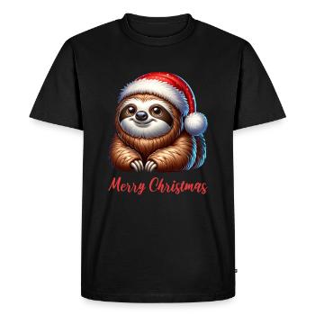 Merry Christmas Sloth Christmas Xmas - Men's Premium Organic T-Shirt - black - Front - Nico (187cm)