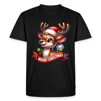 Joyeux Noël Renne Mignon Cadeau de Noël - T-shirt Premium bio Homme - noir - Devant - Nico (187cm)
