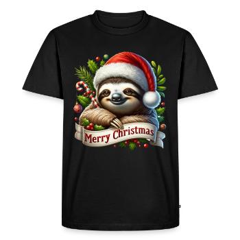 Sloth Merry Christmas Christmas Decoration Outfit - Men's Premium Organic T-Shirt - black - Front - Nico (187cm)