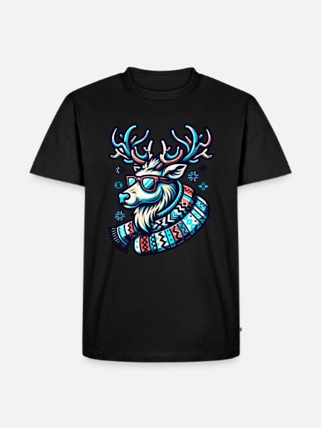 Weihnachts Hirsch Cool Weihnachtsfeier - Männer Premium Bio T-Shirt - Schwarz