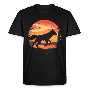 Renard sautant avant le coucher du soleil silhouette - T-shirt Premium bio Homme - noir - Devant - Nico (187cm)