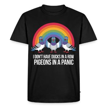 Pigeon Panique Humour - T-shirt Premium bio Homme - noir - Devant - Nico (187cm)