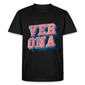 Vérone Italie City Font Vintage Retro Skyline - T-shirt Premium bio Homme - noir - Devant - Nico (187cm)