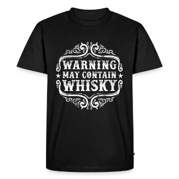 Buveur de whisky look vintage, dicton drôle - T-shirt Premium bio Homme - noir - Devant - Nico (187cm)