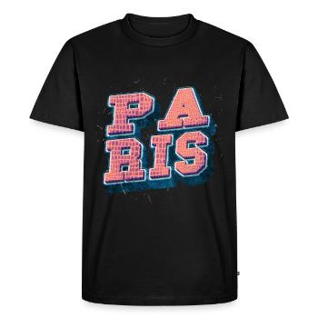 Paris France City Font Vintage Retro - Men's Premium Organic T-Shirt - black - Front - Nico (187cm)