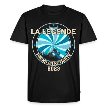 Retraité legende 2023 humour Cadeau Homme - T-shirt Premium bio Homme - noir - Devant - Nico (187cm)