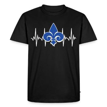Fleur de Lis Lys Battement de Coeur - T-shirt Premium bio Homme - noir - Devant - Nico (187cm)