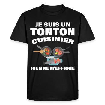 J'aime La Cuisine De Mon Tonton - T-shirt Premium bio Homme - noir - Devant - Nico (187cm)