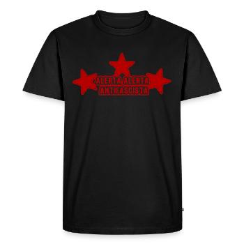 Anti fascist three stars star - Men's Premium Organic T-Shirt - black - Front - Nico (187cm)