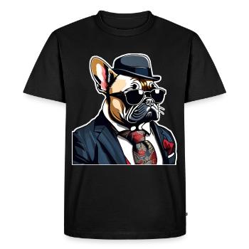 Chien Bouledogue Français T-shirt Chien drôle de chien design Chiens - T-shirt Premium bio Homme - noir - Devant - Nico (187cm)