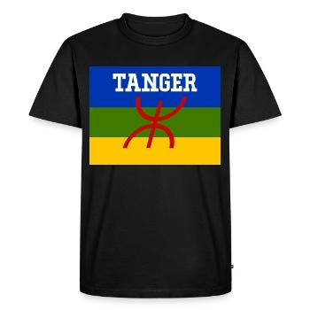 Drapeau Amazigh Ville de Tanger - T-shirt Premium bio Homme - noir - Devant - Nico (187cm)