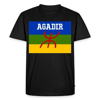Drapeau Amazigh Ville d'Agadir - T-shirt Premium bio Homme - noir - Devant - Nico (187cm)