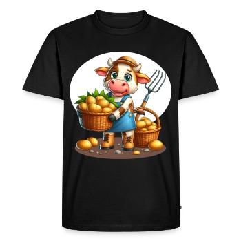 Harvest cow Fresh potatoes from the field - Men's Premium Organic T-Shirt - black - Front - Nico (187cm)