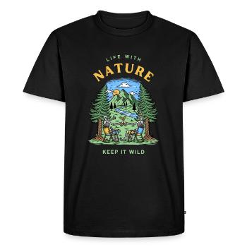 La vie avec la nature - T-shirt Premium bio Homme - noir - Devant - Nico (187cm)