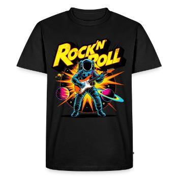 Rock’n’Roll Rétro Guitariste Electrique Astronaute - T-shirt Premium bio Homme - noir - Devant - Nico (187cm)