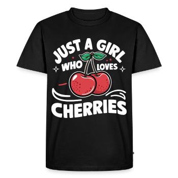 Cherries Cherries Fruits Food - Men's Premium Organic T-Shirt - black - Front - Nico (187cm)