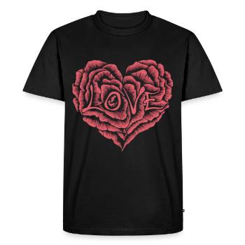 Cœur de roses avec amour - T-shirt Premium bio Homme - noir - Devant - Nico (187cm)