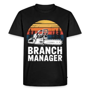 Drôle de dicton de bûcheron - Directeur de succursale - T-shirt Premium bio Homme - noir - Devant - Nico (187cm)