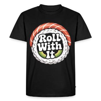 Roll With It Sushi - Men's Premium Organic T-Shirt - black - Front - Nico (187cm)