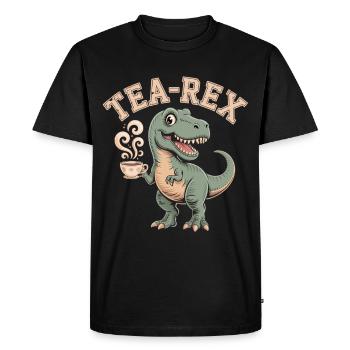 Tea-Rex – The Tea Dino - Men's Premium Organic T-Shirt - black - Front - Nico (187cm)