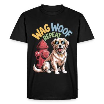 Wag Woof Repeat - Stylish Dog with Sunglasses - Men's Premium Organic T-Shirt - black - Front - Nico (187cm)