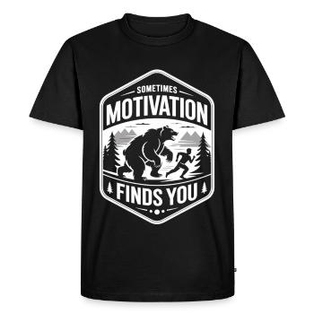 Maillot de course avec ours - la motivation vous trouve ! - T-shirt Premium bio Homme - noir - Devant - Nico (187cm)