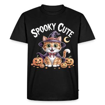 Chat sorcière mignon - Chemise d’Halloween mignonne effrayante - T-shirt Premium bio Homme - noir - Devant - Nico (187cm)
