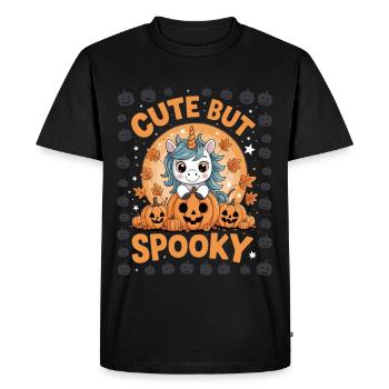 Cute Halloween Unicorn Shirt – Cute but Spooky - Men's Premium Organic T-Shirt - black - Front - Nico (187cm)