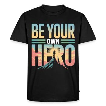 Soyez votre propre héros – Chemise de motivation - T-shirt Premium bio Homme - noir - Devant - Nico (187cm)