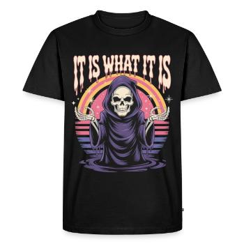 Grim Reaper Retro Saying Shirt - Men's Premium Organic T-Shirt - black - Front - Nico (187cm)