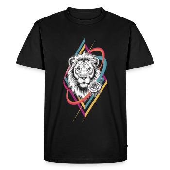 Geometric lion with rose - Men's Premium Organic T-Shirt - black - Front - Nico (187cm)