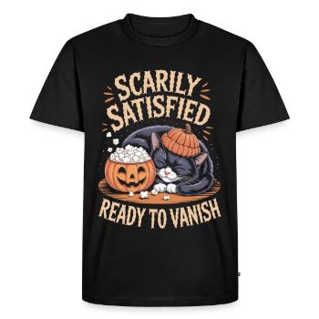 Chat d’Halloween avec chemise citrouille - T-shirt Premium bio Homme - noir - Devant - Nico (187cm)