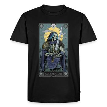 Carte de tarot Champion Guerrier squelette - T-shirt Premium bio Homme - noir - Devant - Nico (187cm)