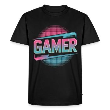 Chemise Gamer des années 80 - T-shirt Premium bio Homme - noir - Devant - Nico (187cm)
